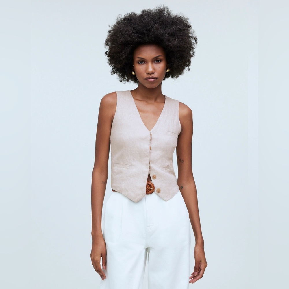Madewell Single Breasted Vest in 100% linen Vest Size 0, Extra Small #linenvest